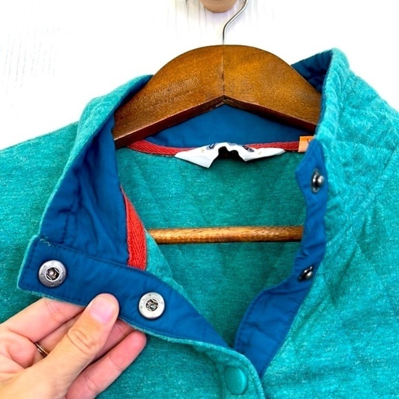 ORVIS - Teal & Blue Quilted Button Long Sleeve Pullover Size Small - Picture 7 of 11